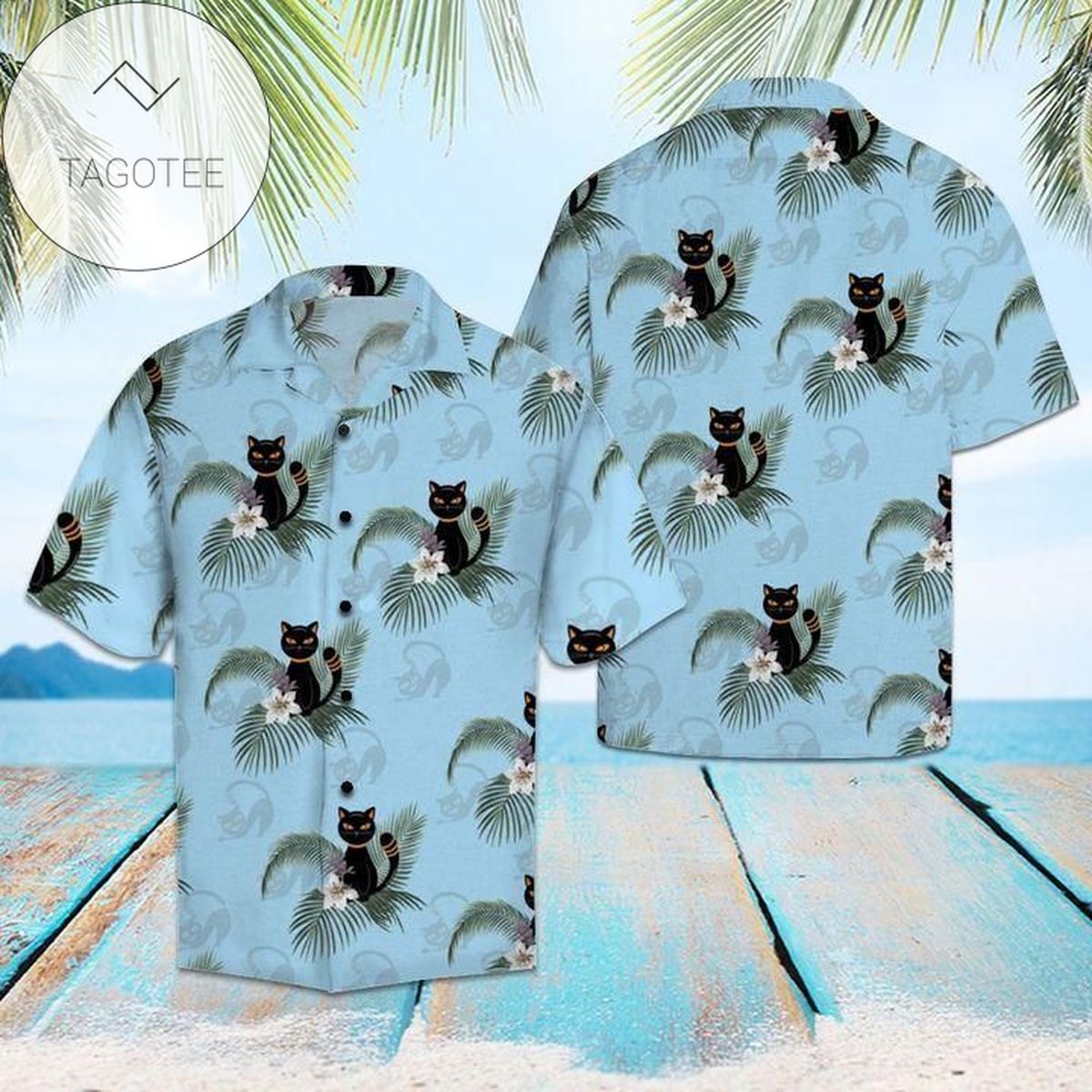 Find Black Cat Tropical Authentic Hawaiian Shirt 2022s