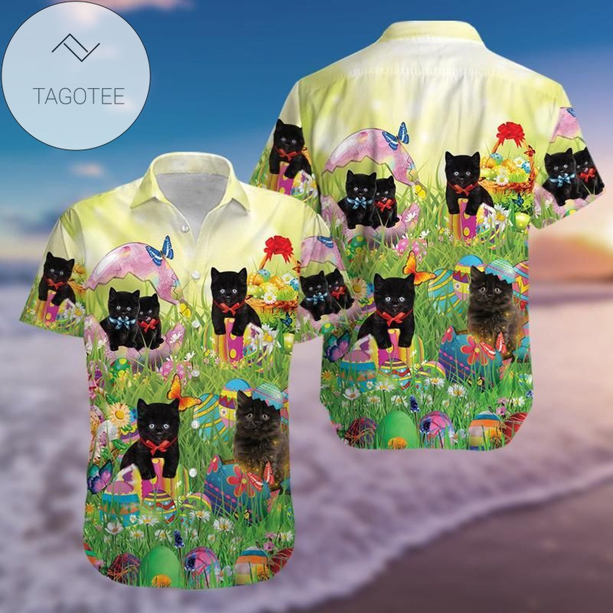 Find Black Cat Green Hawaiian Aloha Shirts