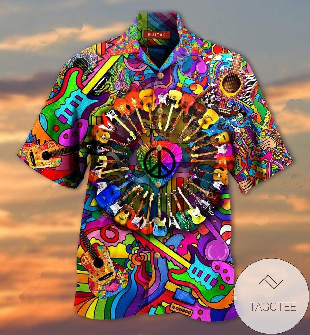 Find Colorful Guitar Art Hawaiian Aloha Shirts 021220l