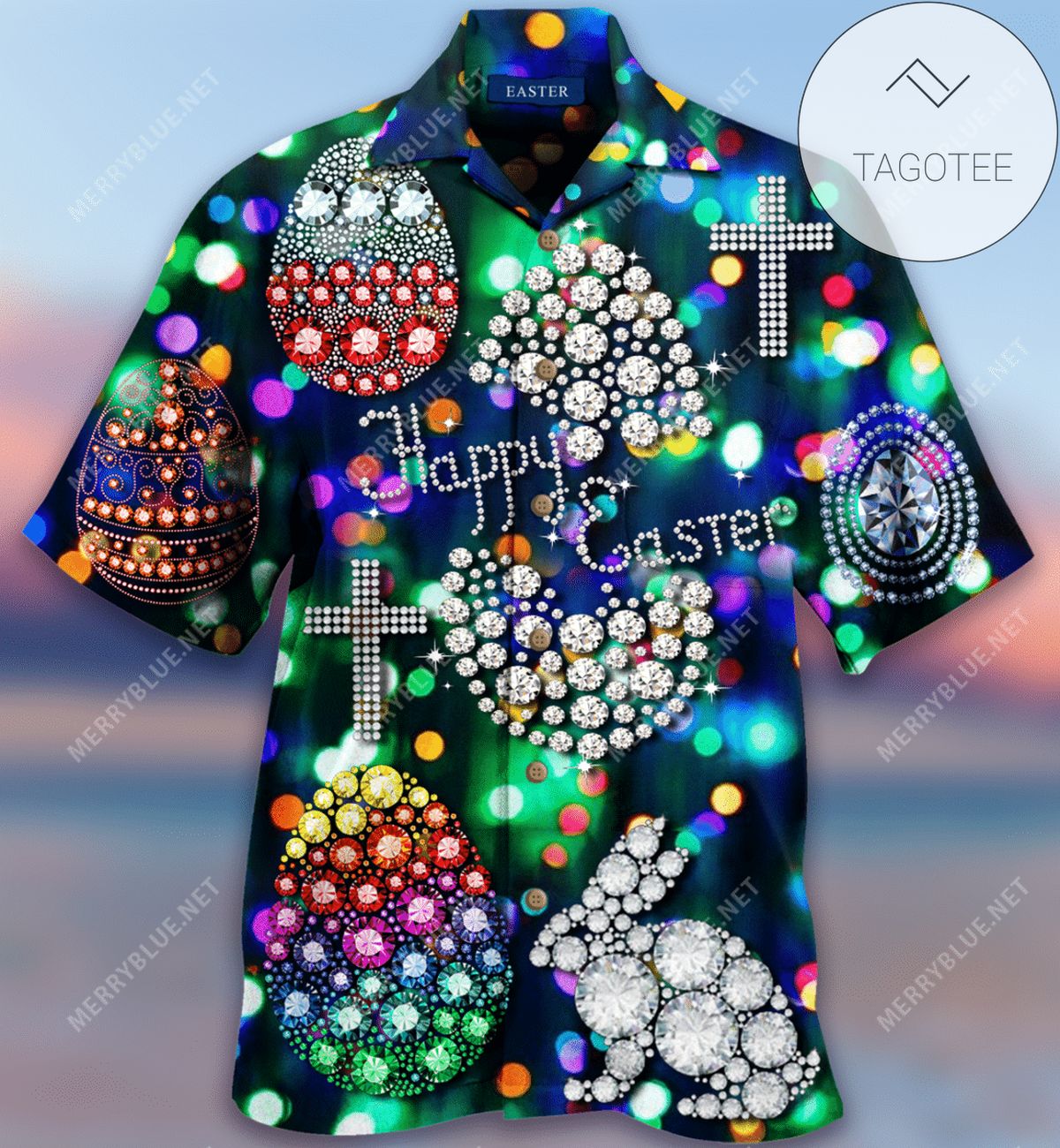 Find Happy Easter Colorful Pattern Hawaiian Aloha Shirts H