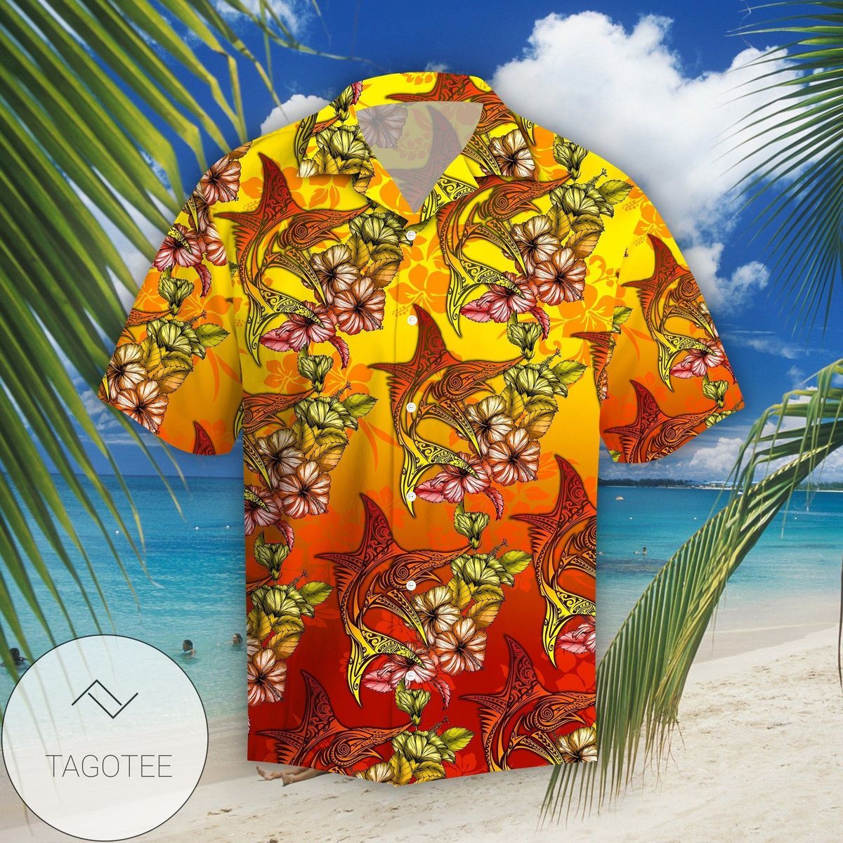 Find Marlins Hibiscus Tropical Hawaiian Shirt