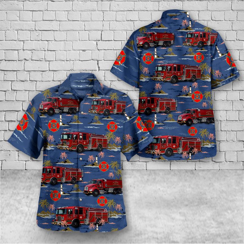 Fire Truck Tropical Hawaiian Shirt