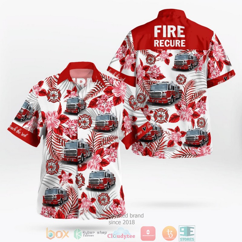 Fire Truck Him Fire Tropical Pattern Hawaiian Shirt