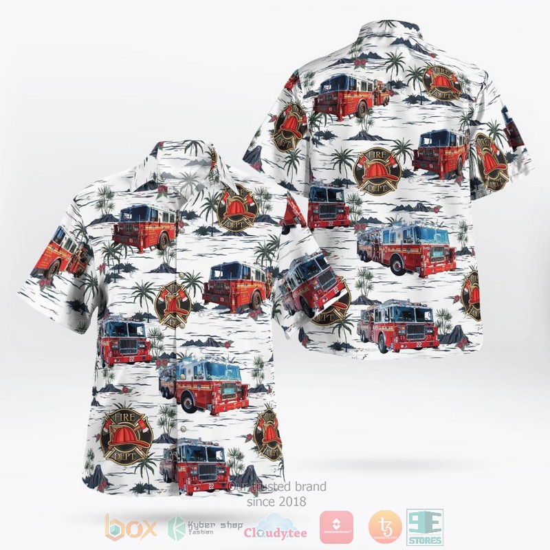 Fire Truck Him Fire Tropical Pattern Hawaiian Shirt