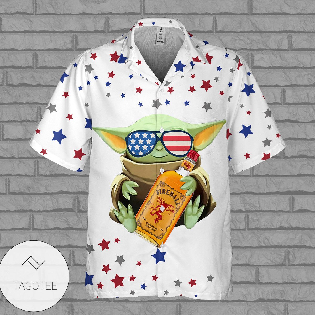 Fireball Baby Yoda Hawaiian Shirt