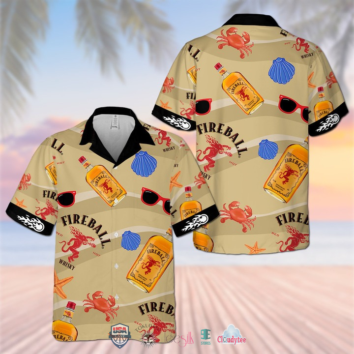 Fireball Cinnamon Baby Yoda 4th Of July Hawaiian Shirt