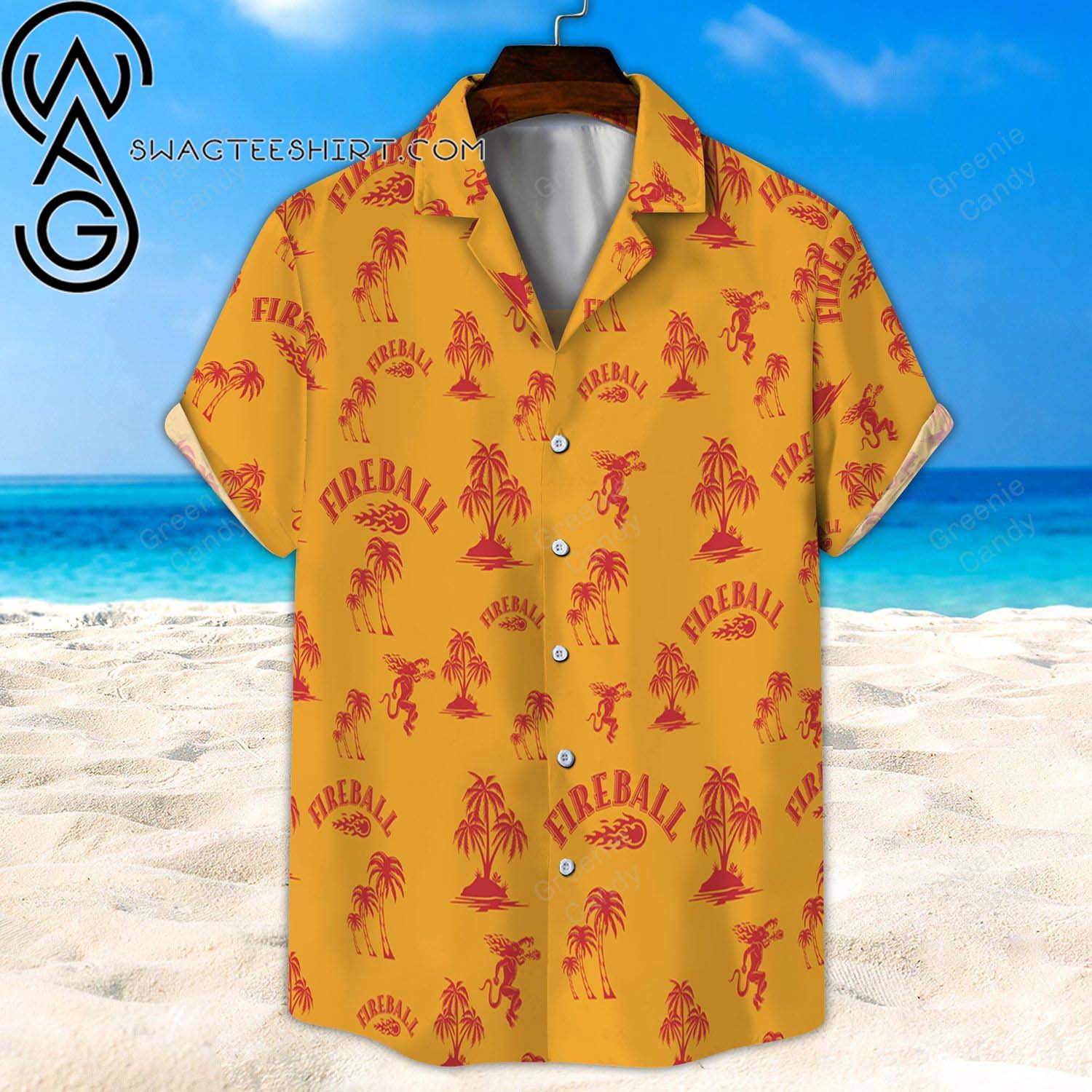 Fire Truck Tropical Pattern Full Printing Hawaiian Shirt