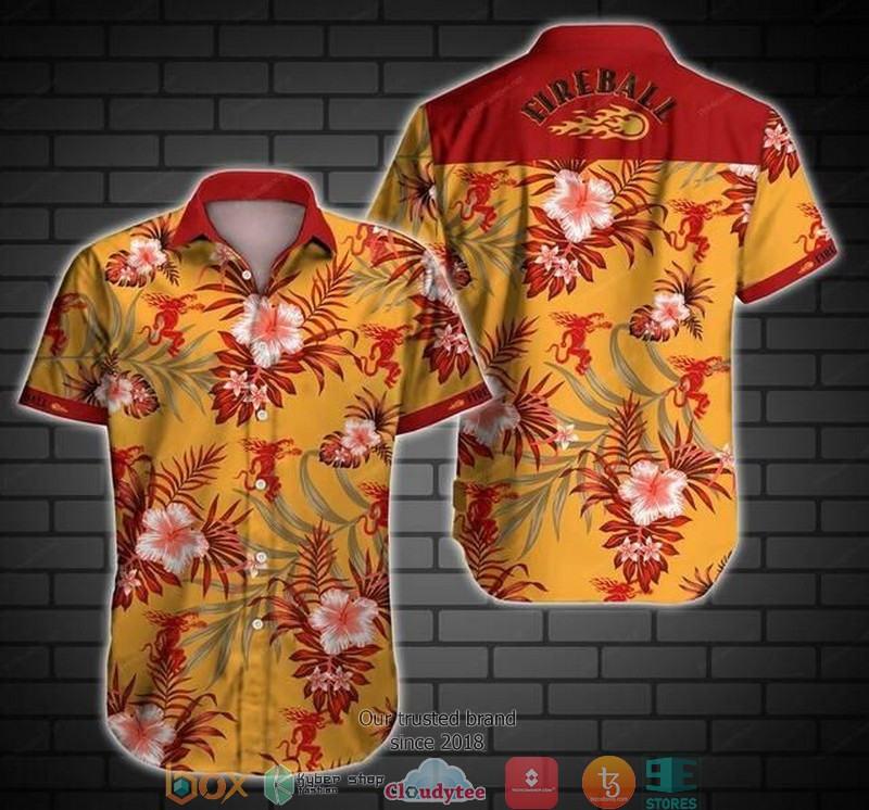 Fireball Cinnamon Whisky Sunset island Hawaiian Shirt