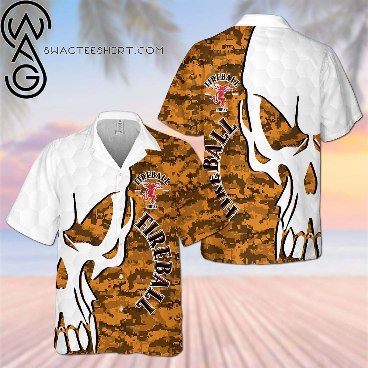 Fireball Palm Tree All Over Print Aloha Hawaiian Shirt And Beach Short