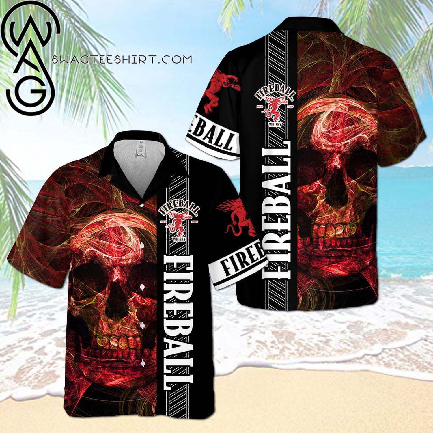 Fireball Cinnamon Whisky Mickey Mouse All Over Print Summer Vacation Hawaiian Shirt And Beach Shorts