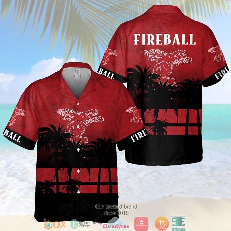 Fireball Cinnamon Whisky Short Sleeve Hawaiian Shirt