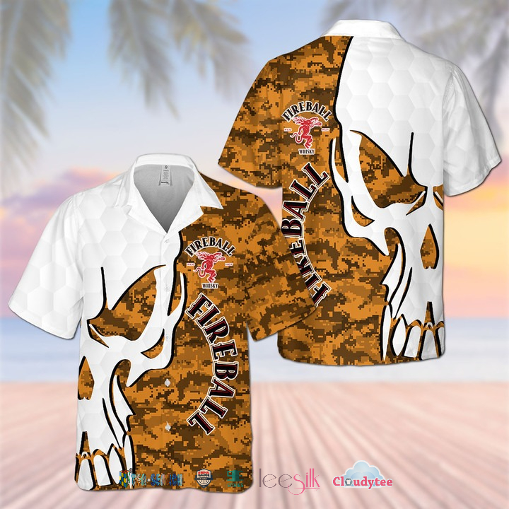 Fireball Smoke Skull Hawaiian Shirt