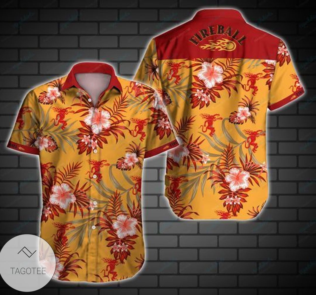 Fireball Red Hot Whisky All Over Print 3D Unisex Hawaiian Shirt And Beach Short