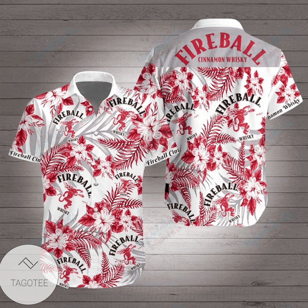 Fireball Red Hot Whisky All Over Print 3D Unisex Hawaiian Shirt And Beach Short