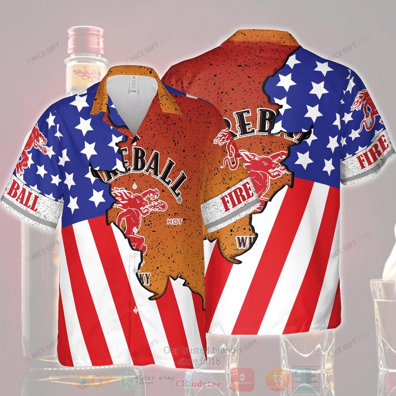 Fireball Whisky 3D Hawaiian Shirt