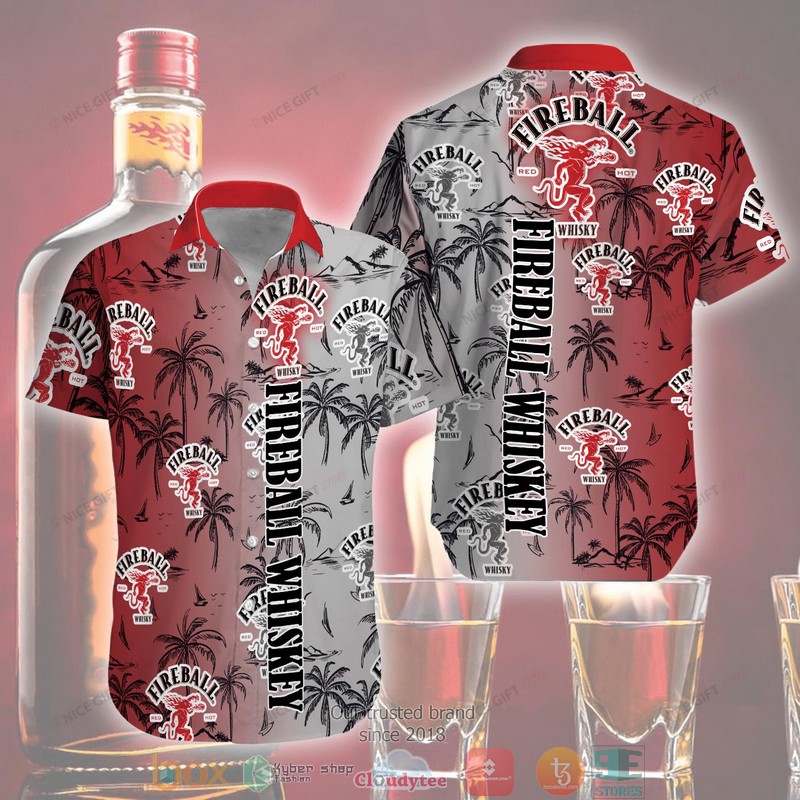 Fireball Whisky American flag Hawaiian shirt