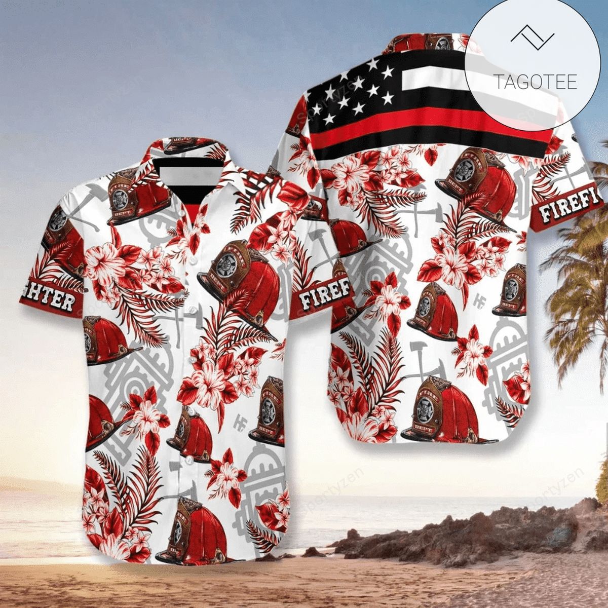 Firefighter Pineapple Tropical Hawaiian Aloha Shirts