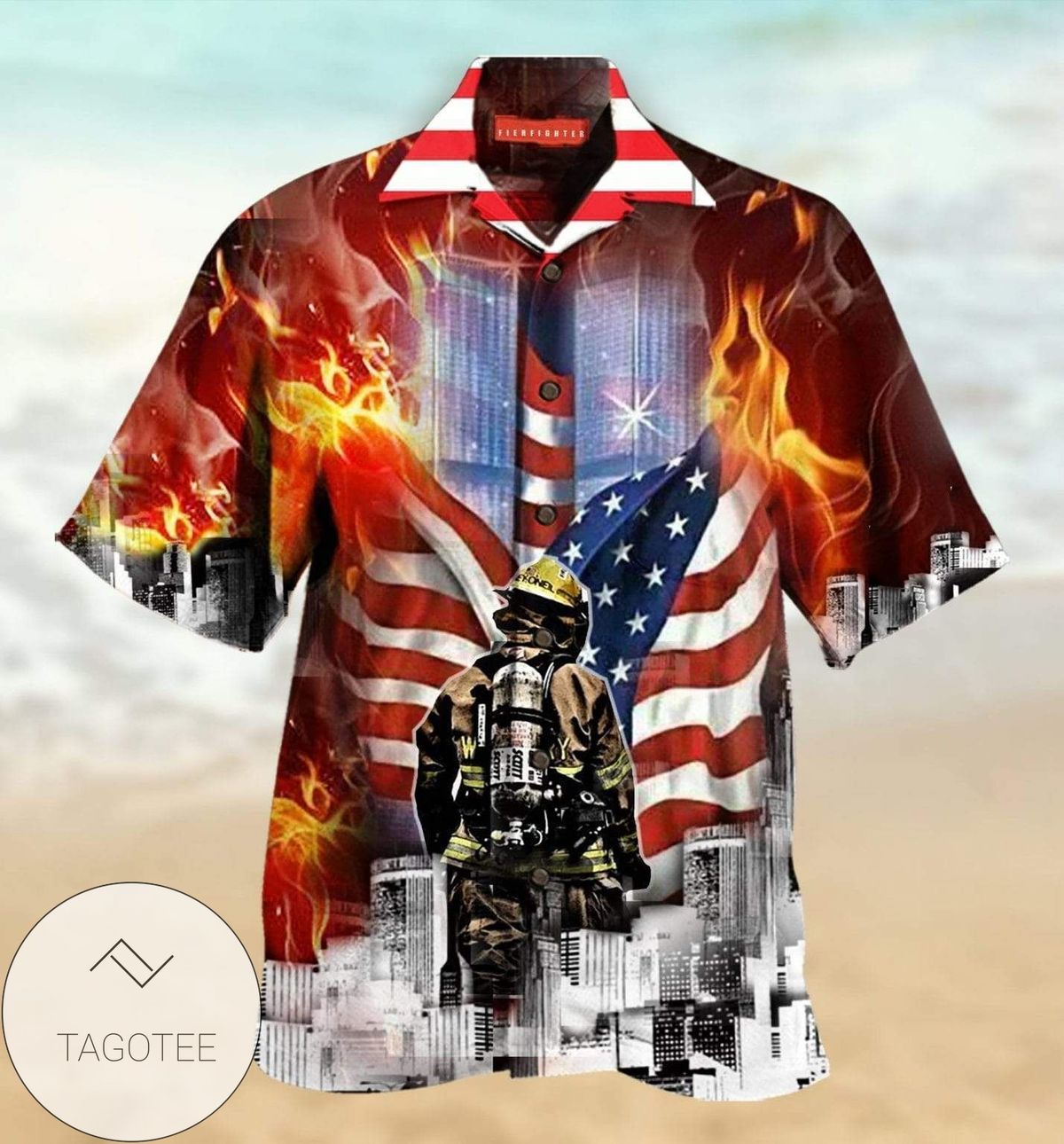 Firefighter Seamless Pattern Hawaiian Shirt