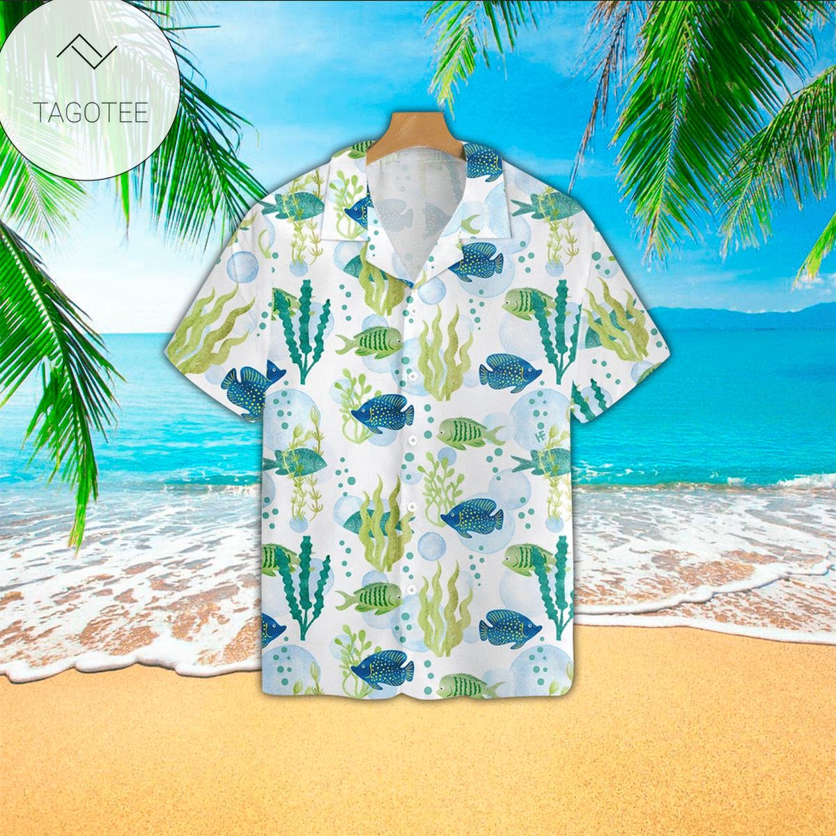 Fish Water Color Pattern Hawaiian Shirt