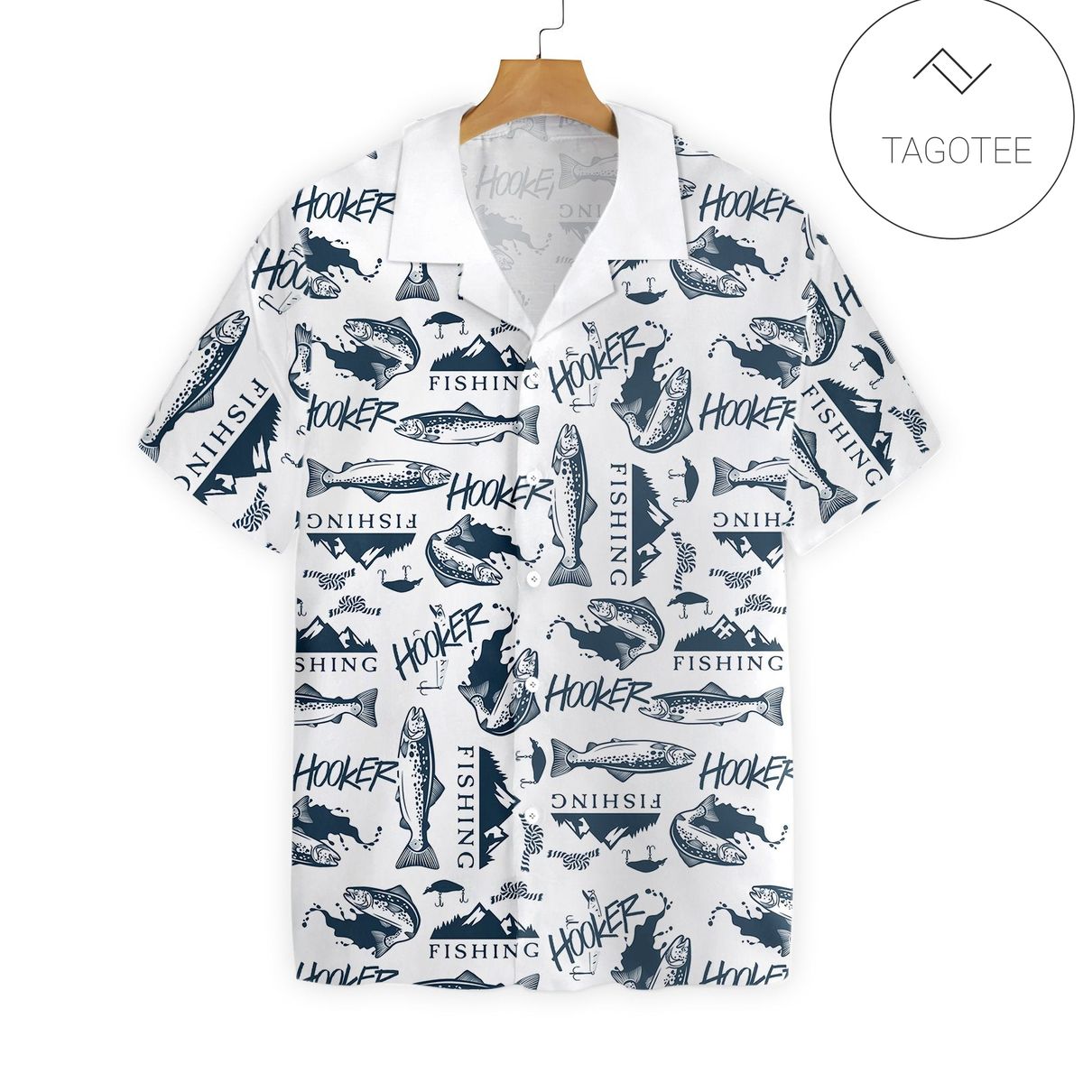 Fishing Hawaii Shirt Fishing Tool Swordfish Lighthouse Boat Pattern Hawaii Shirt