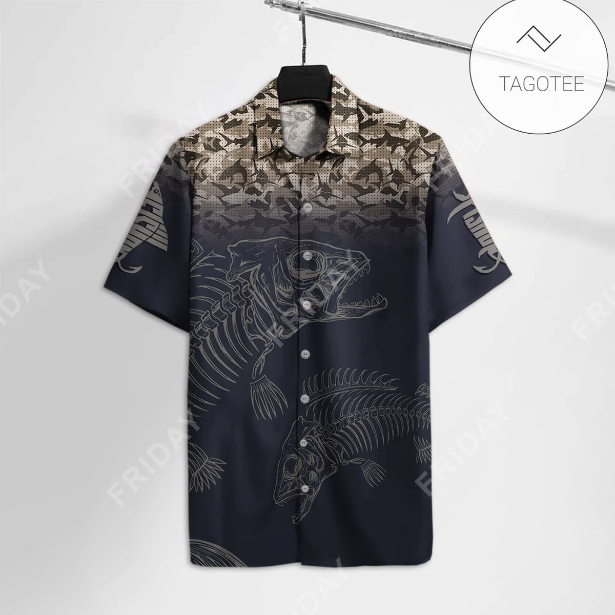 Fishing Hawaiian Shirt Shark Fishing Pattern Hawaii Aloha Shirt