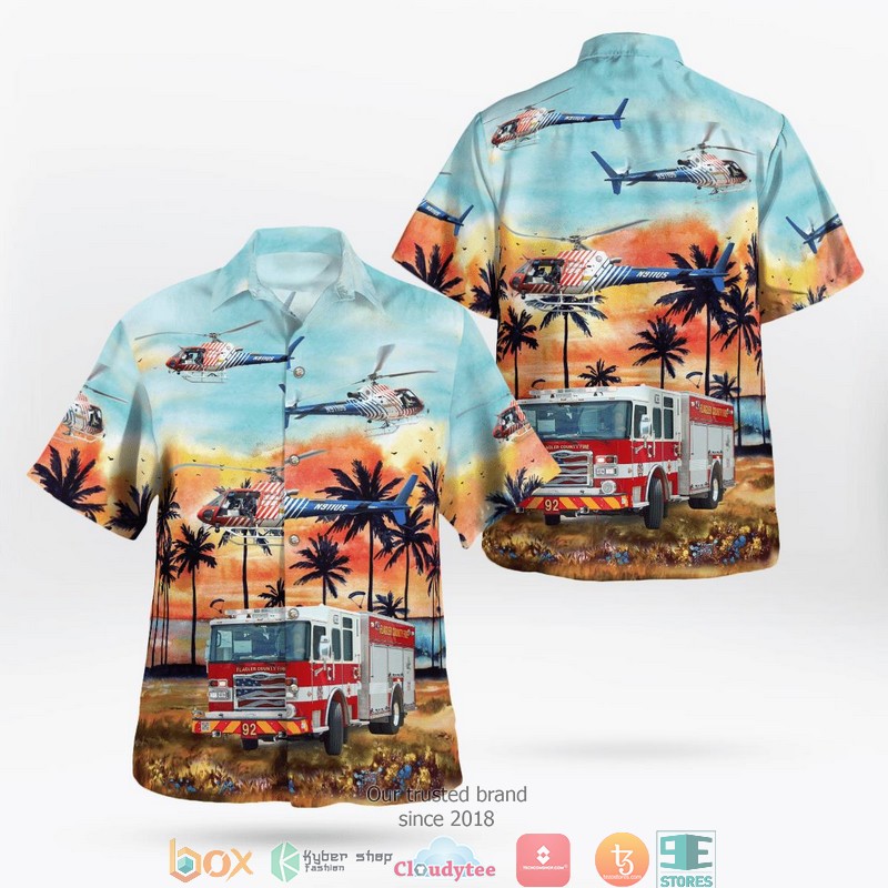 Flamigo Couple Print Short Sleeve Hawaiian Shirt