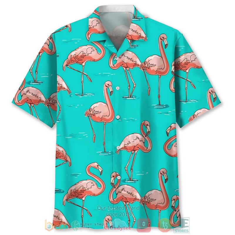 Flamingo Color white Hawaiian Shirt