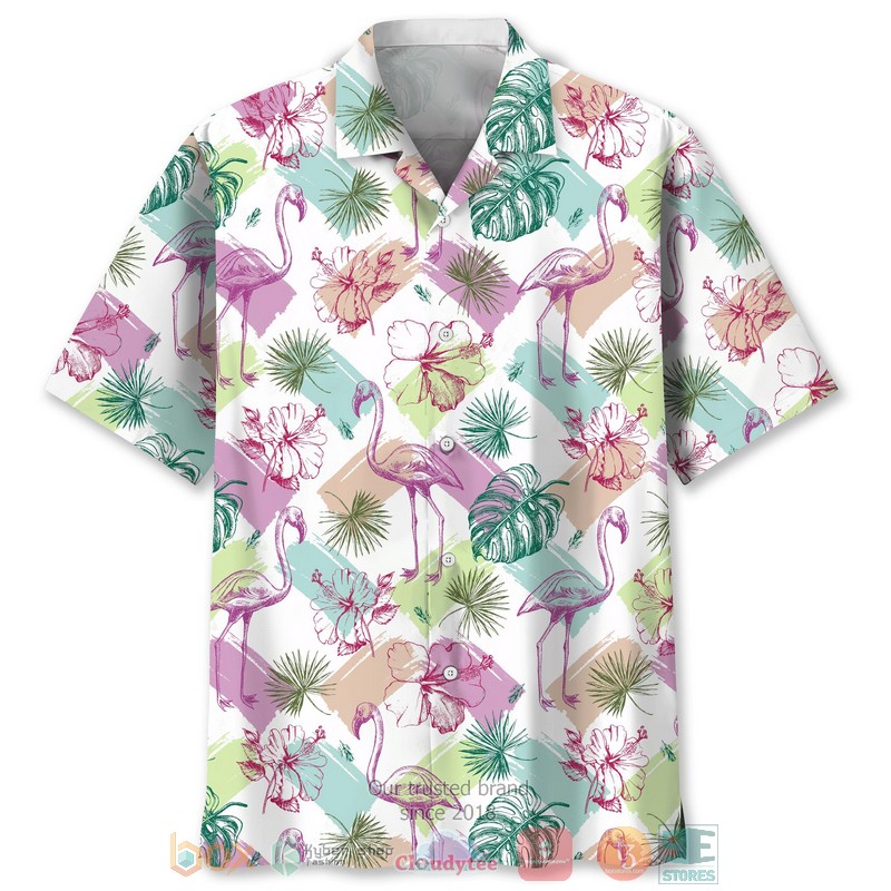 Flamingo Drink Wine Behind Every Crazy Wife Is A husband Who Made Her That Way Hawaiian Shirt