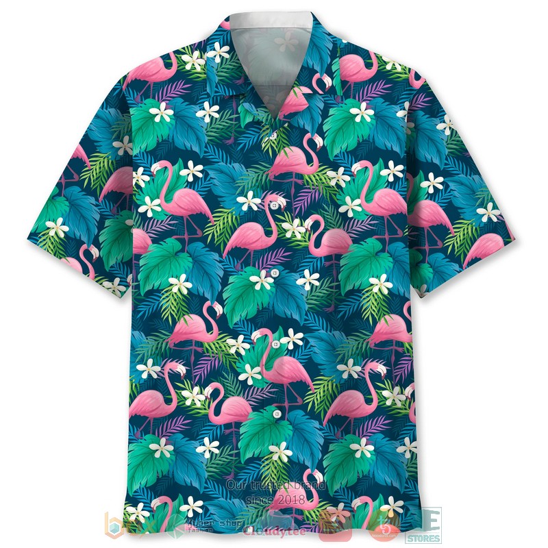 Flamingo Drink Wine Behind Every Crazy Wife Is A husband Who Made Her That Way Hawaiian Shirt