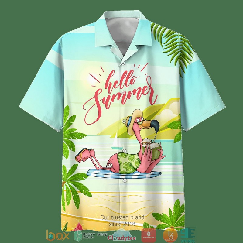 Flamingo Green Tropical Hawaiian Shirt