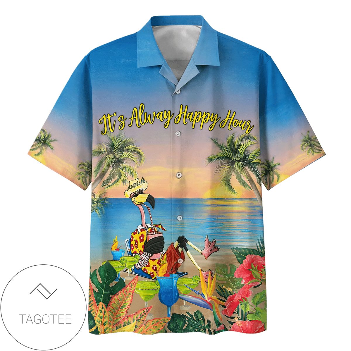 Flamingo Island Pink Hawaiian Shirt