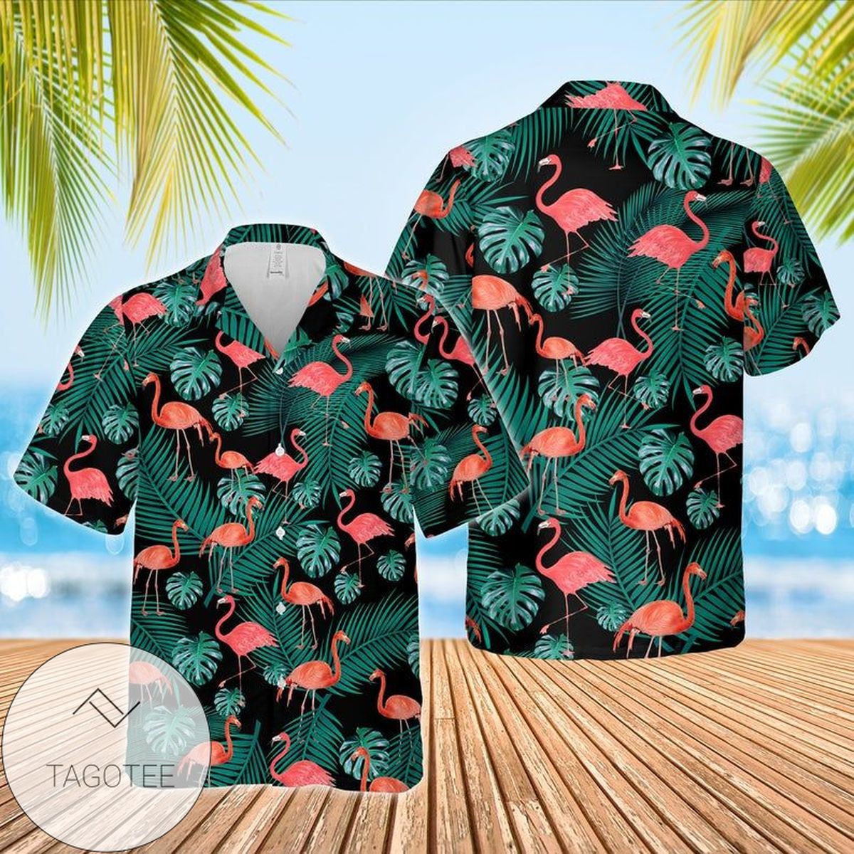 Flamingo Palm Black Tropical Aloha 2022 Authentic Hawaiian Shirts