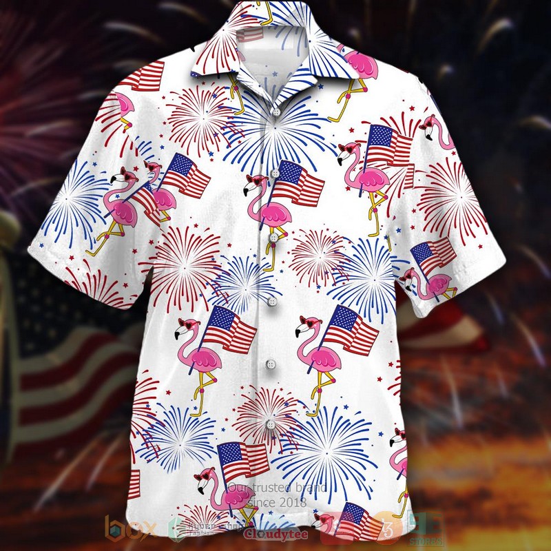 Flamingo Summer white Hawaiian Shirt