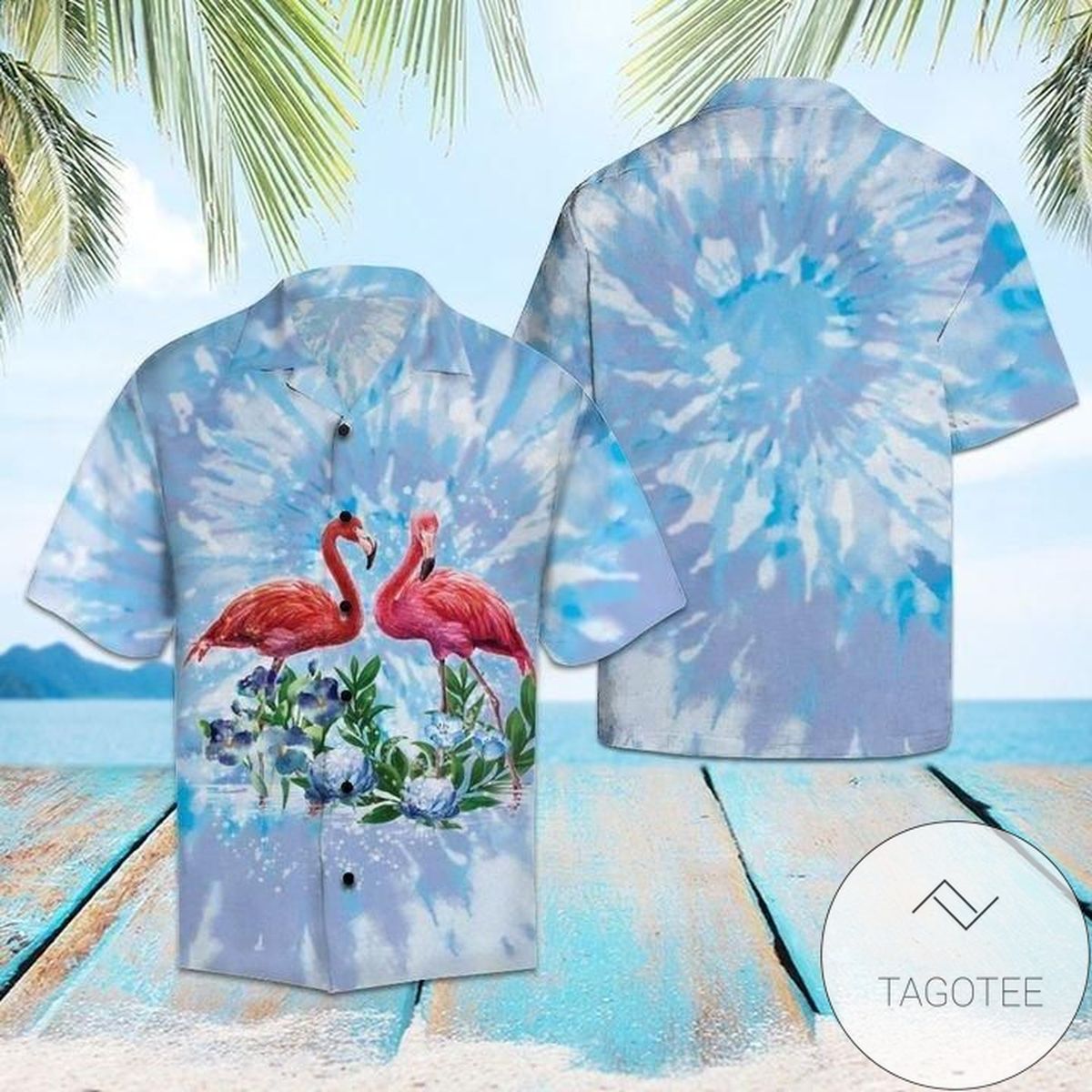 Flamingo The Beach Is Calling And We Must Go Print Short Sleeve Hawaiian Casual Shirt