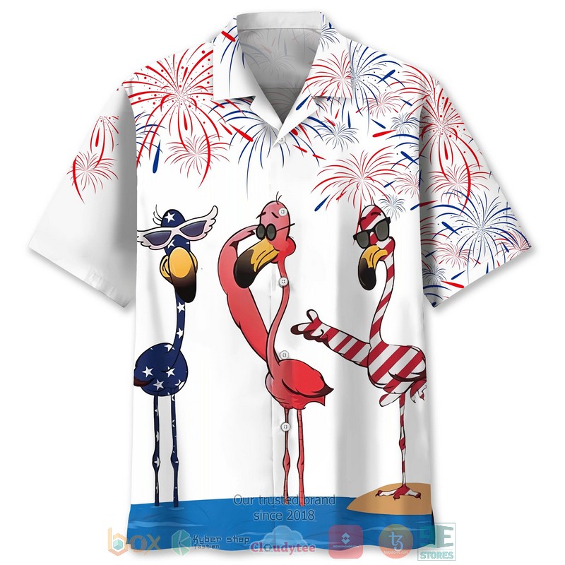 Flamingo United States Flag Hawaiian Shirt