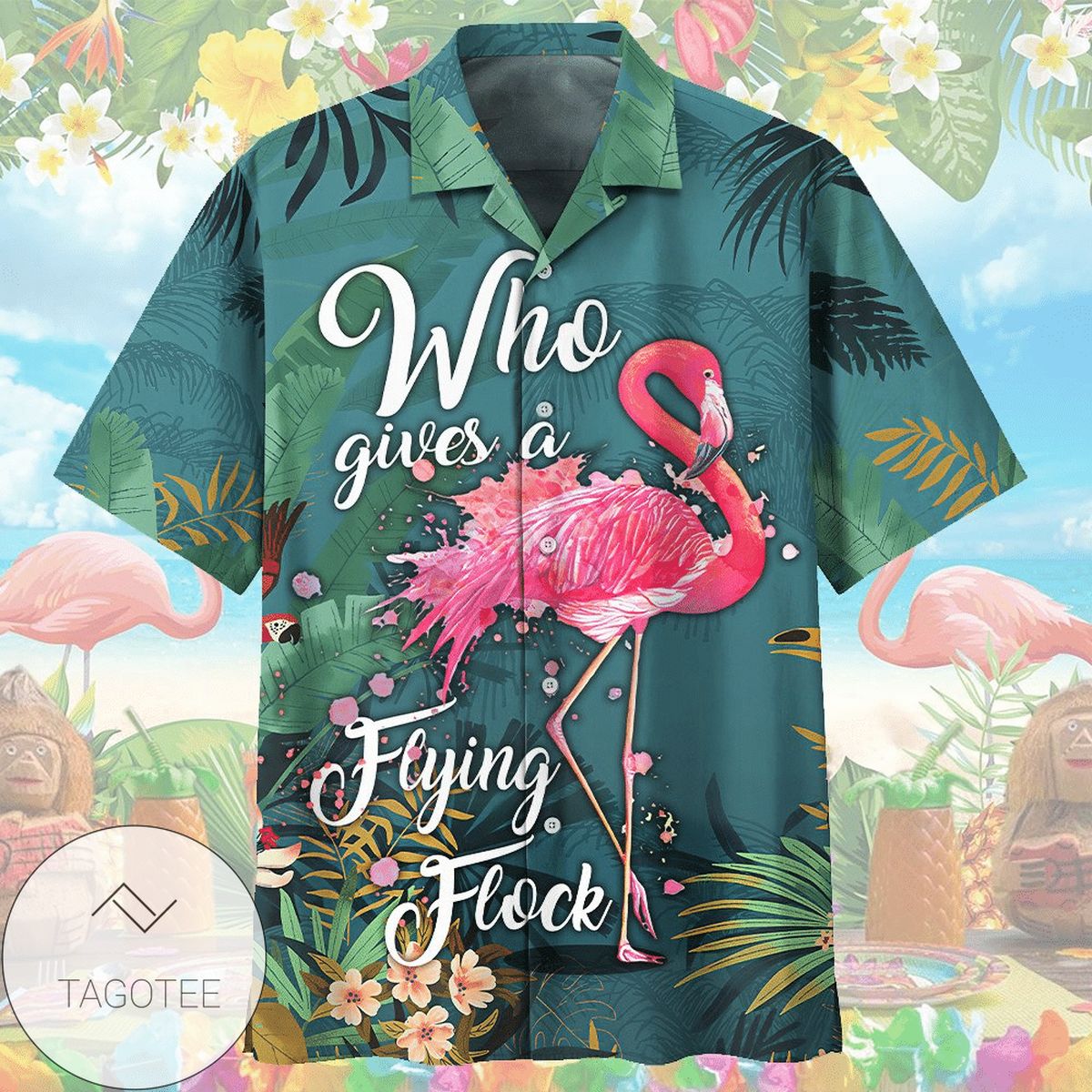 Flamingo Witch It’s Hocus Pocus Time Witches Print Short Sleeve Hawaiian Casual Shirt