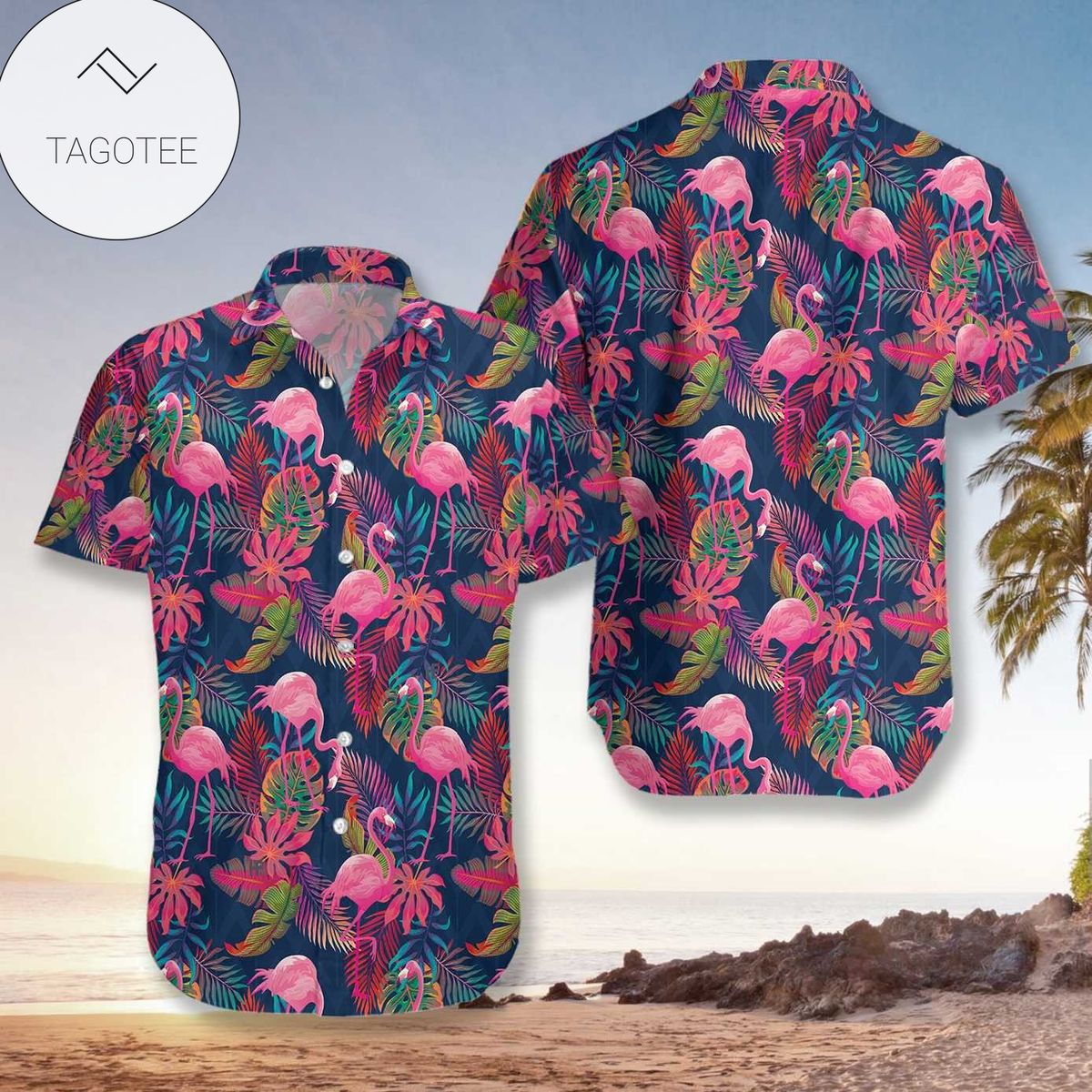 Flamingo Witch Halloween Buckle Up Buttercup You Just Flipped My Witch Switch Print Short Sleeve Hawaiian Casual Shirt