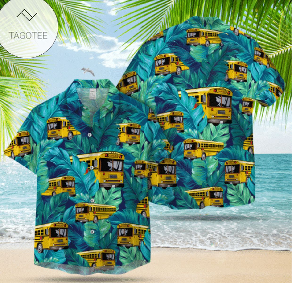 Flamingos Hawaiian Graphic Print Short Sleeve Hawaiian Casual Shirt