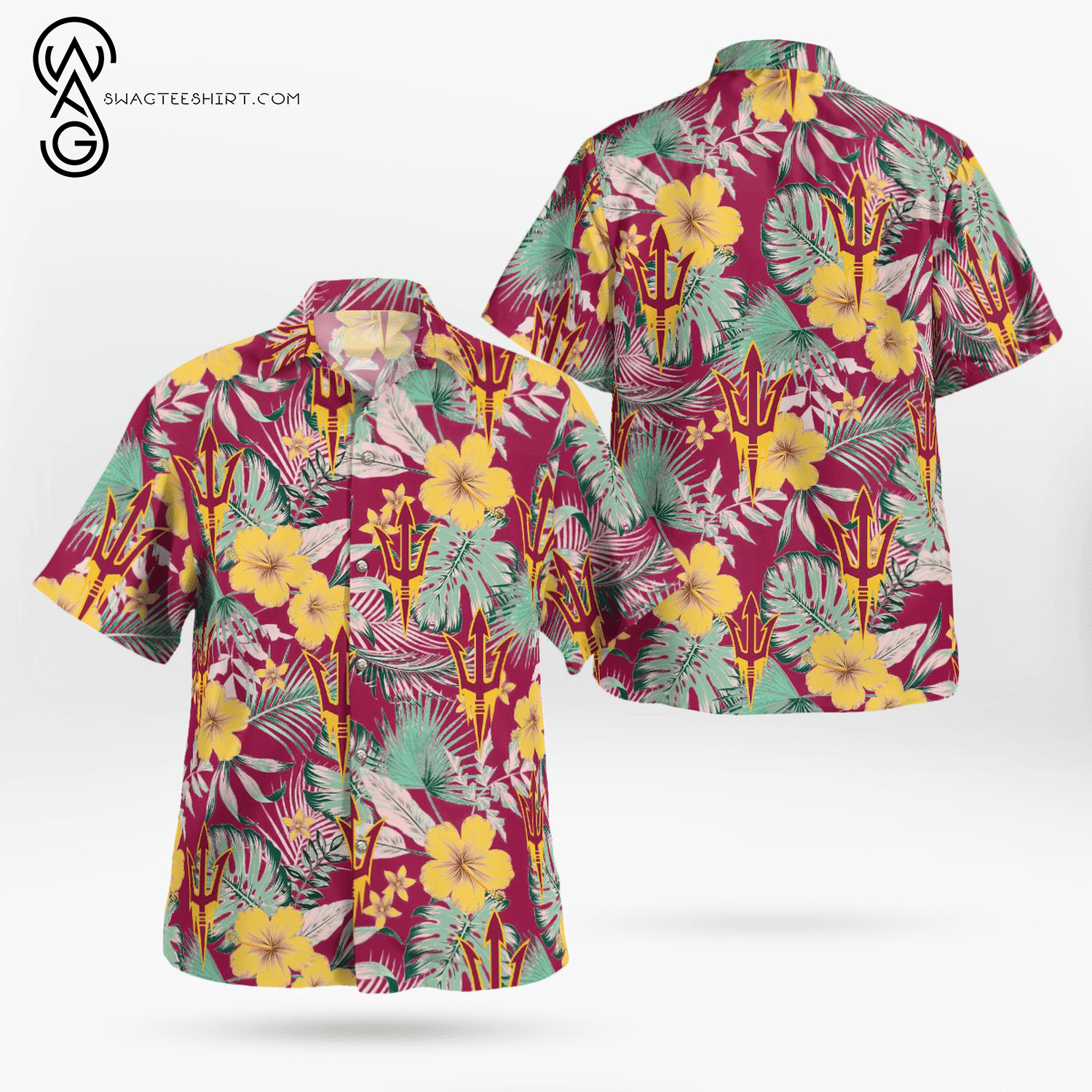 Floral Arizona Wildcats Hawaiian Shirts And Beach Shorts