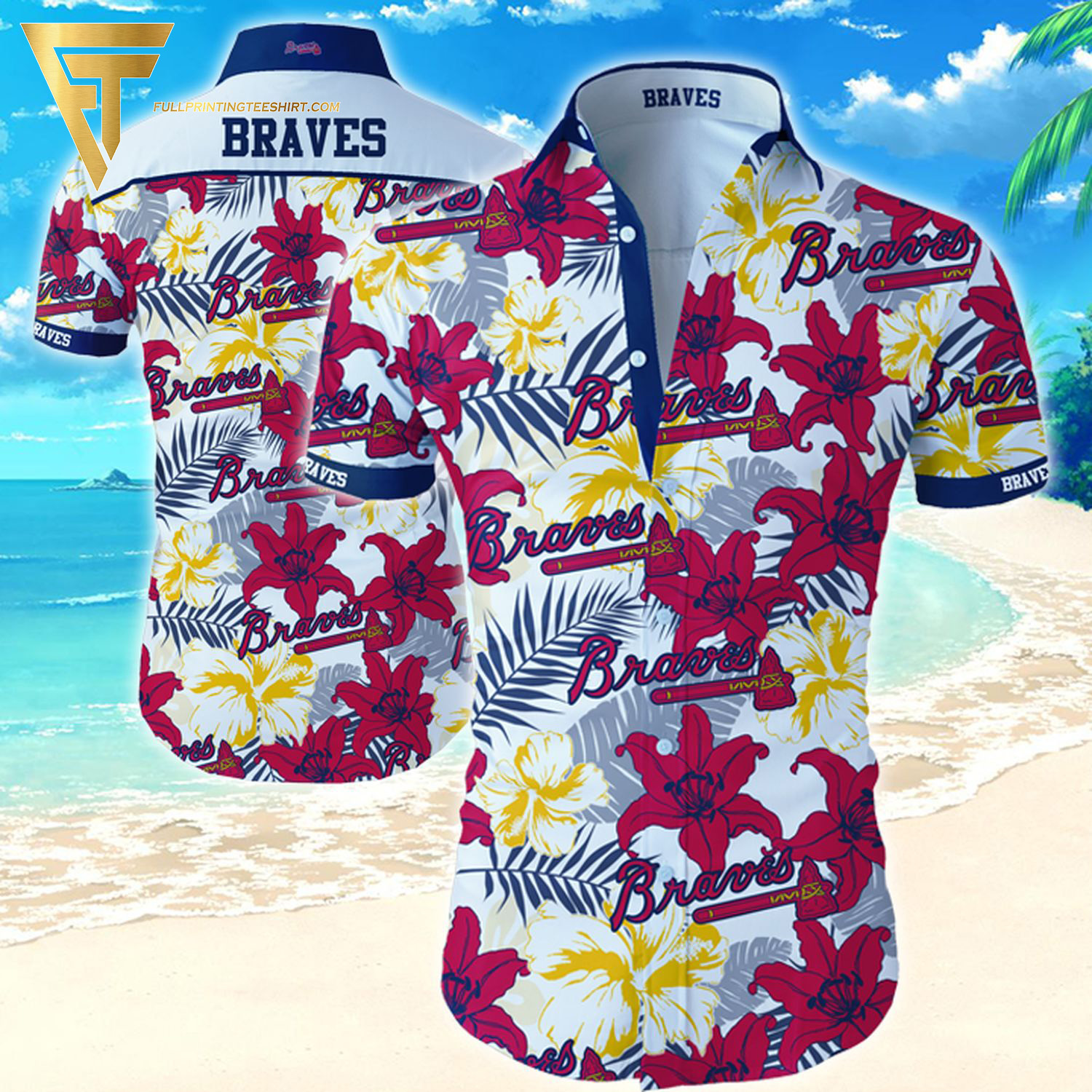 Floral Atlanta Braves Baseball Team Summer Hawaiian Shirt