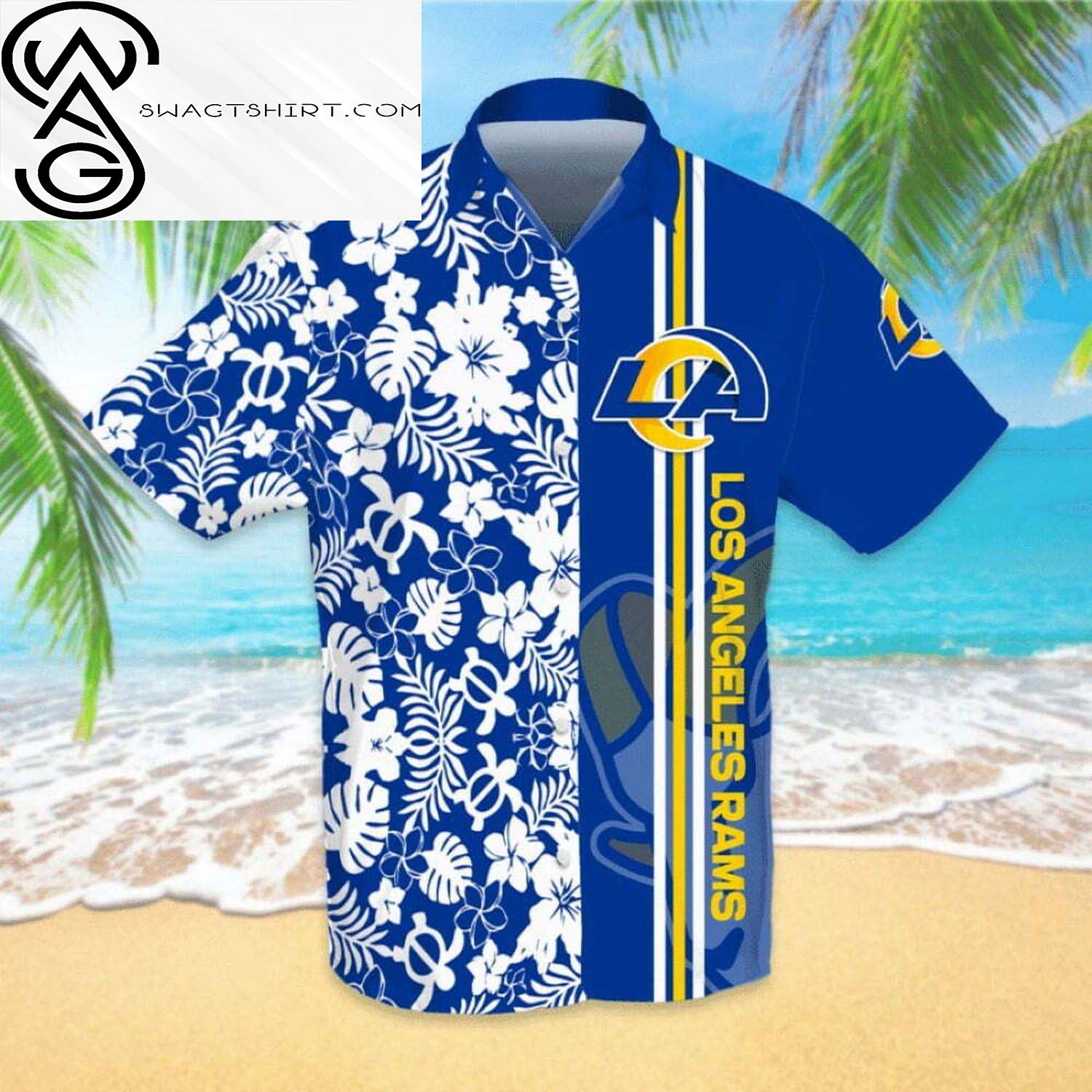 Floral Los Angeles Rams All Over Print Hawaiian Shirt And Beach Shorts