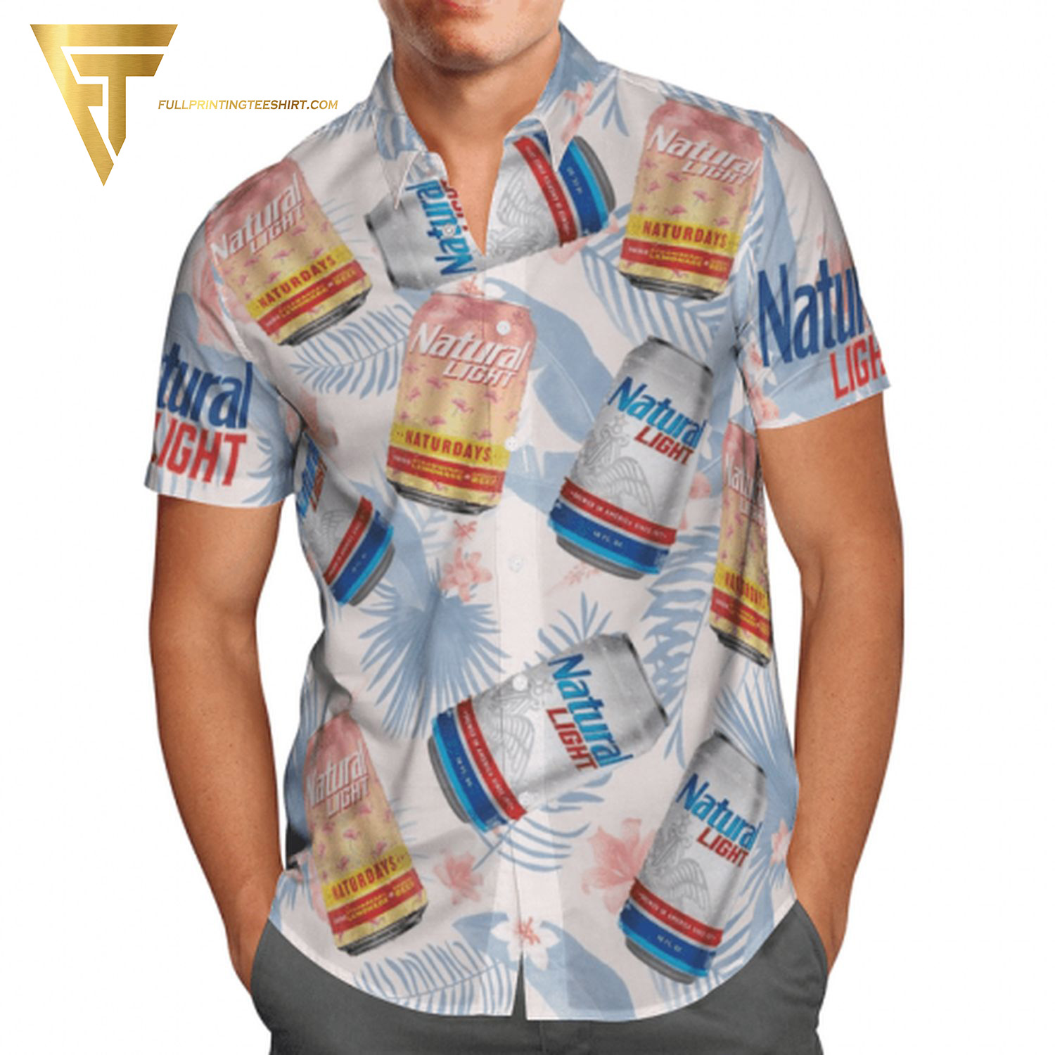 Floral Natural Light Beer Summer Hawaiian Shirt