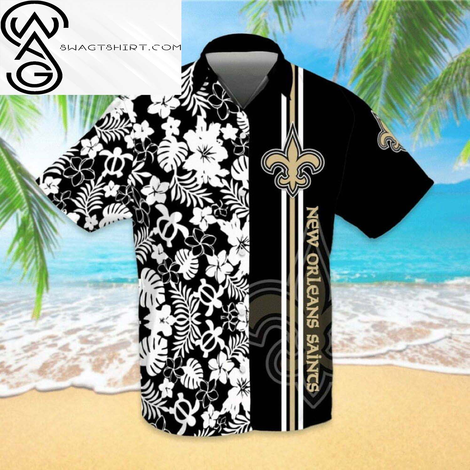 Floral New Orleans Saints All Over Print Hawaiian Shirt And Beach Shorts