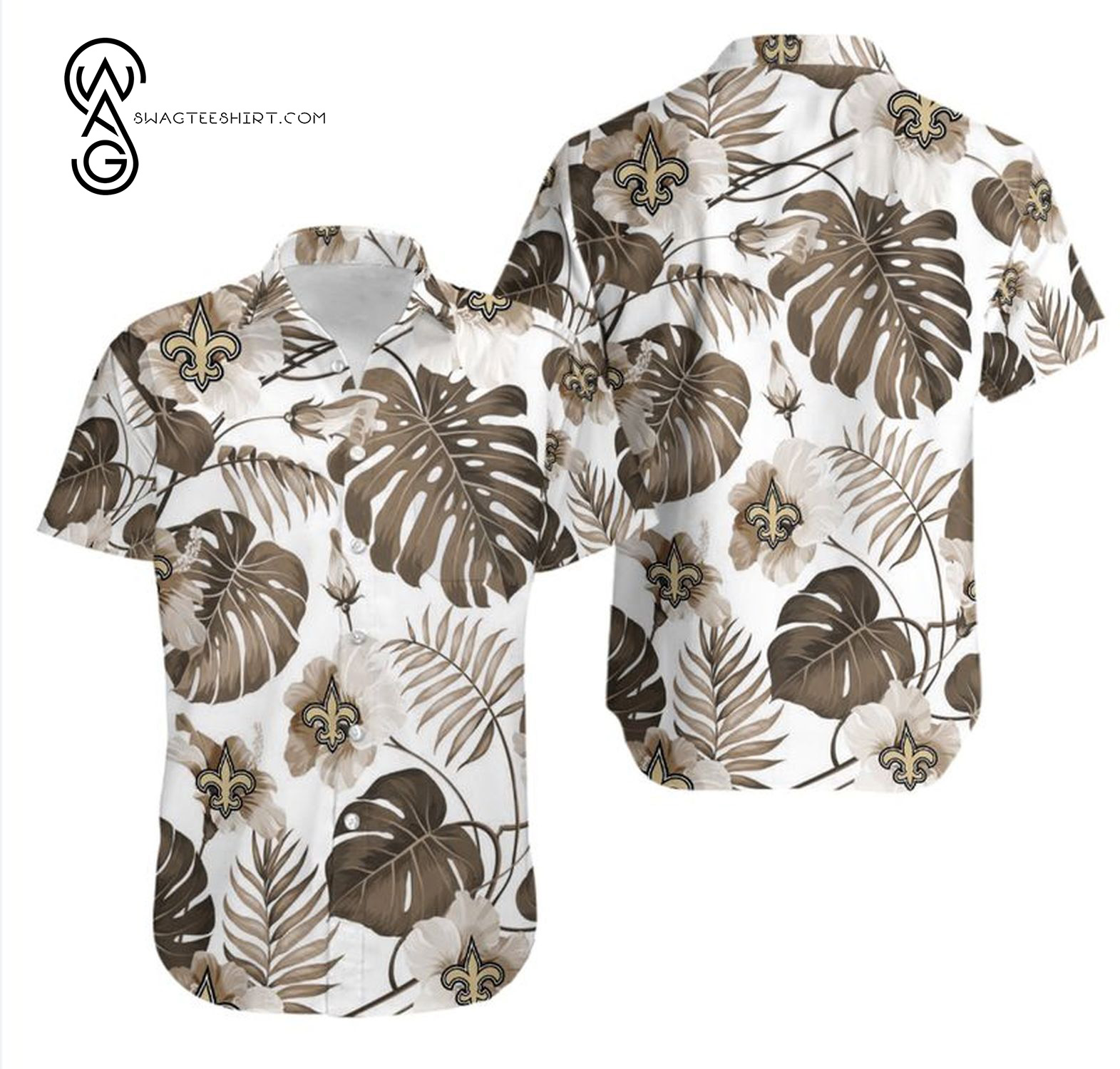 Floral New Orleans Saints All Over Print Hawaiian Shirt And Beach Shorts