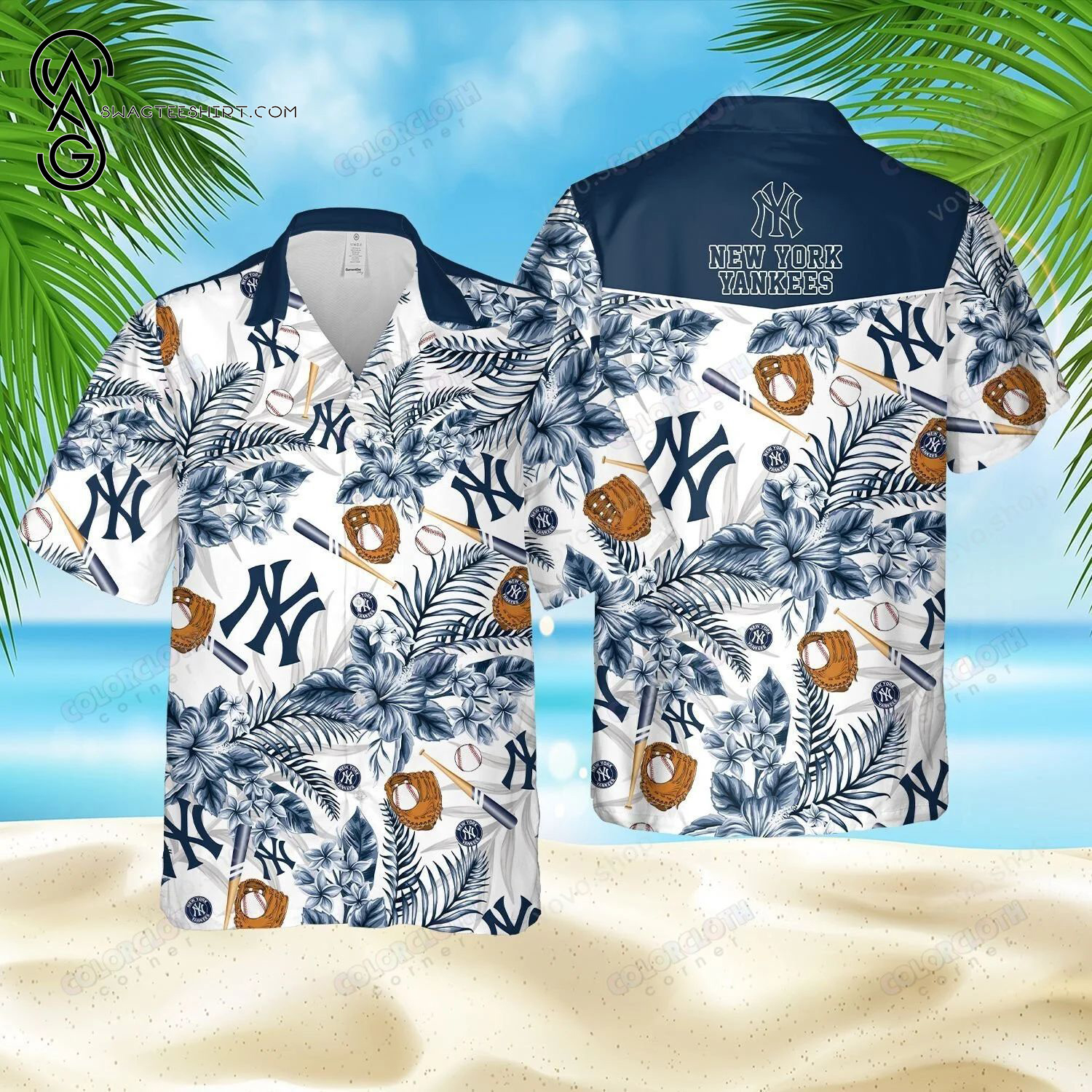 Floral New York Yankees Baseball Team Summer Hawaiian Shirt