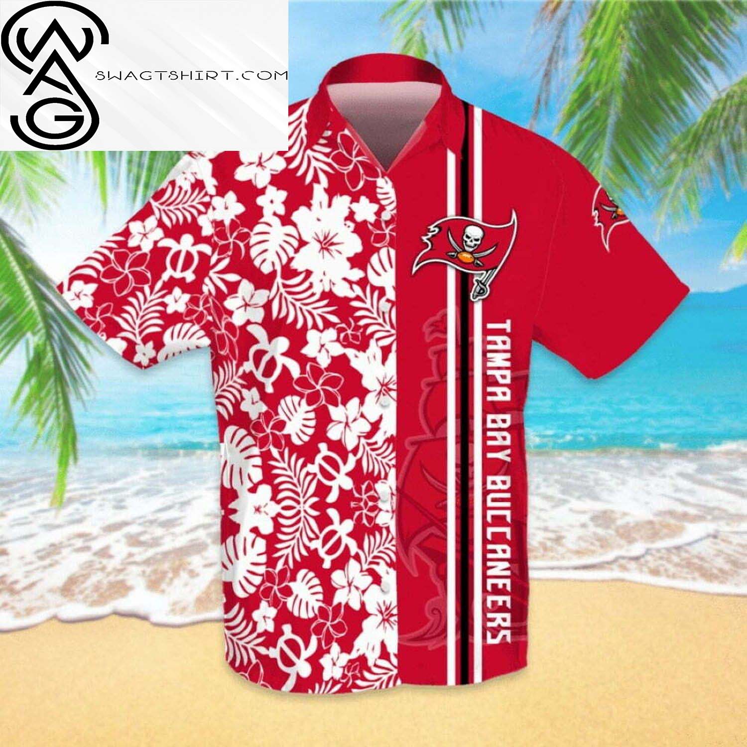 Floral Tampa Bay Buccaneers All Over Print Hawaiian Shirt And Beach Shorts