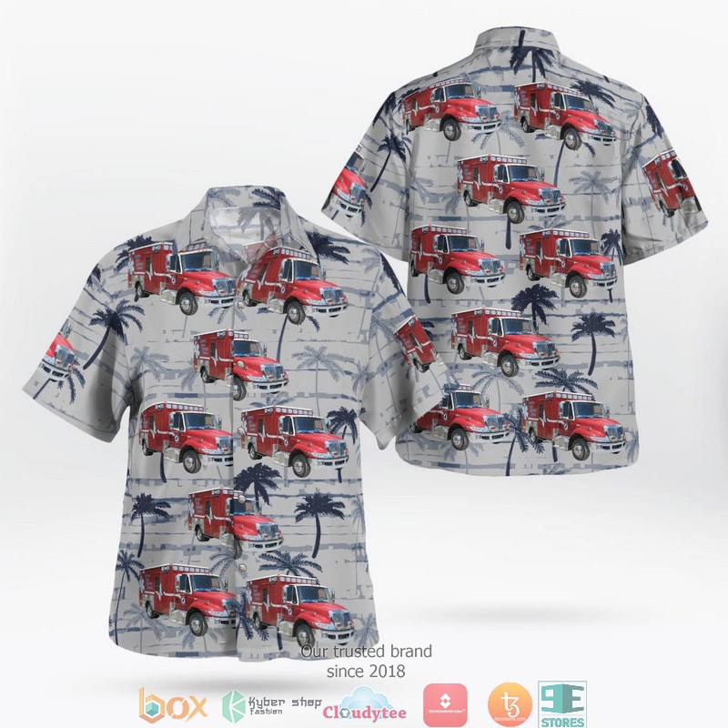 Florida Bay County Fire Services Rescue Truck Christmas Hawaii 3D Shirt