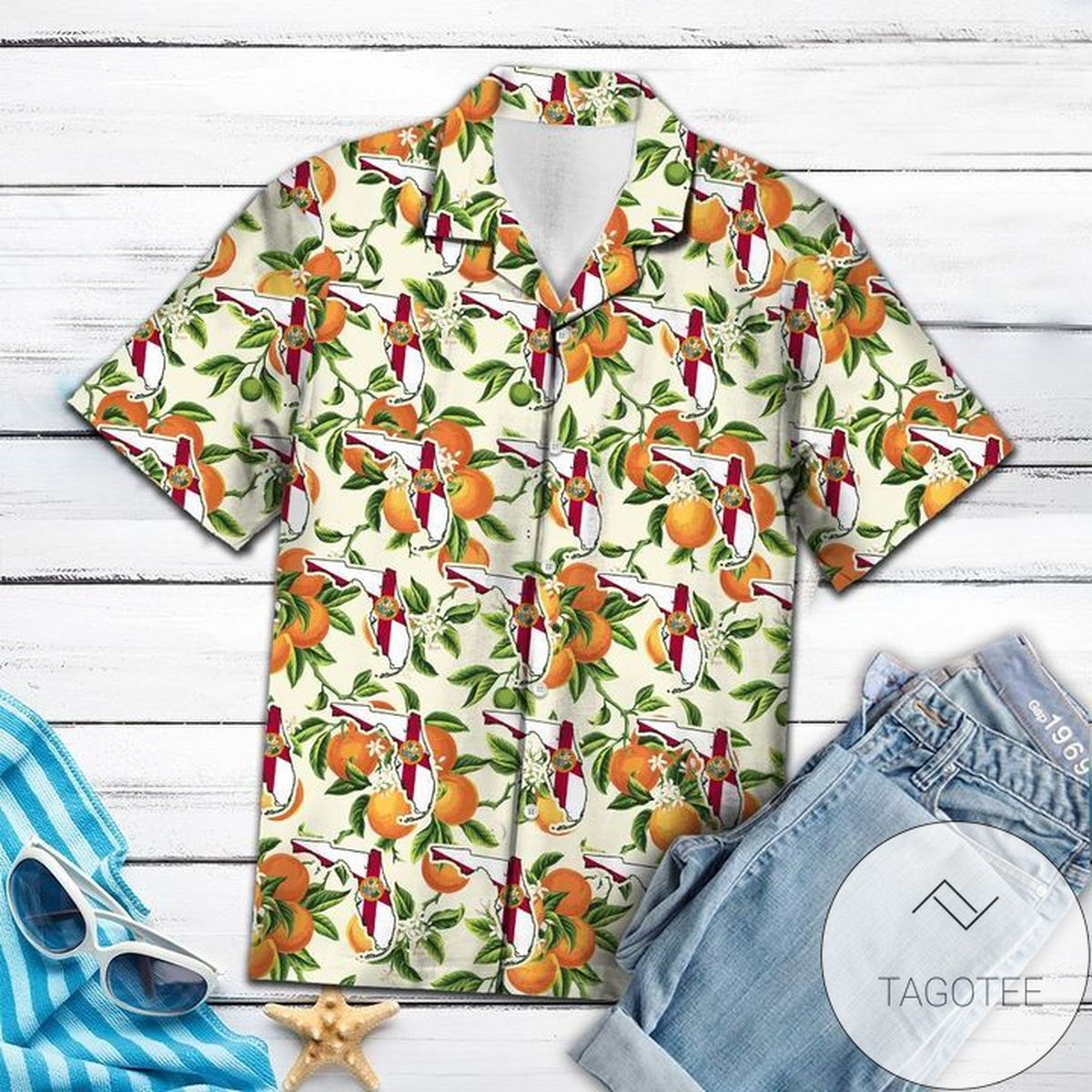 Florida Pattern Tropical Hawaiian Aloha Shirts H