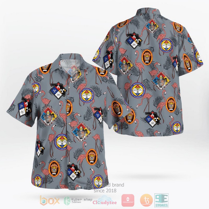 Florida Volusia County Hazardous Materials HazMat Team black Hawaiian Shirt