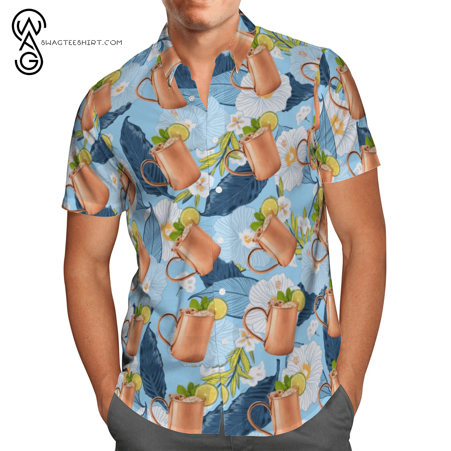 For Summer Mojito Cocktail Hawaiian Shirts And Beach Shorts